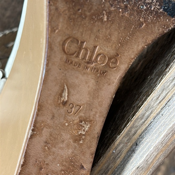 Chloé Leather Cutout Accent Wedge Sandals Size 37 (US 7) - Picture 8 of 11